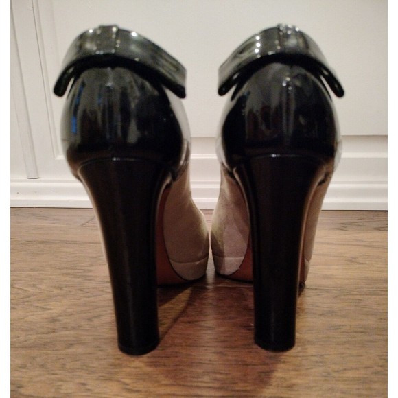 Moschino Size 7.5 Cheap and Chic Peep Toe Heels Suede & Patent Leather Italy - Picture 5 of 16
